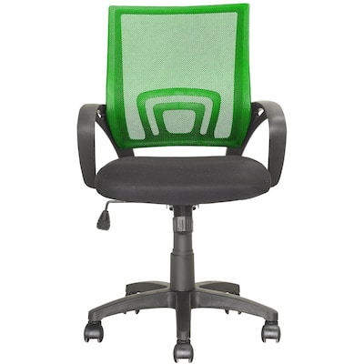 CorLiving - Workspace 5-Pointed Star Mesh Linen Fabric Chair - Black/Light green