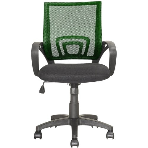 CorLiving - Workspace 5-Pointed Star Mesh Linen Fabric Chair - Black/Forest green-Front_Standard 