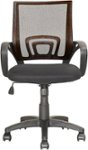 Front Zoom. CorLiving - Workspace 5-Pointed Star Mesh Linen Fabric Chair - Black/Dark Brown.