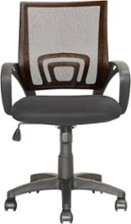 CorLiving - Workspace 5-Pointed Star Mesh Linen Fabric Chair - Black/Dark Brown - Front_Zoom