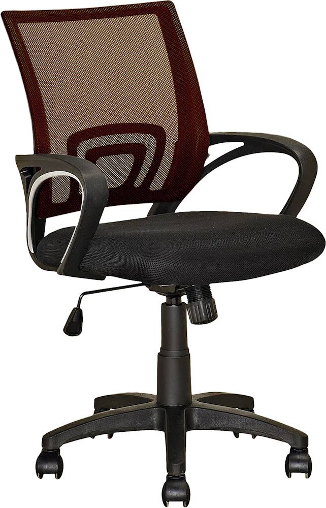 Left View: CorLiving - Workspace 5-Pointed Star Mesh Linen Fabric Chair - Black/Dark Brown