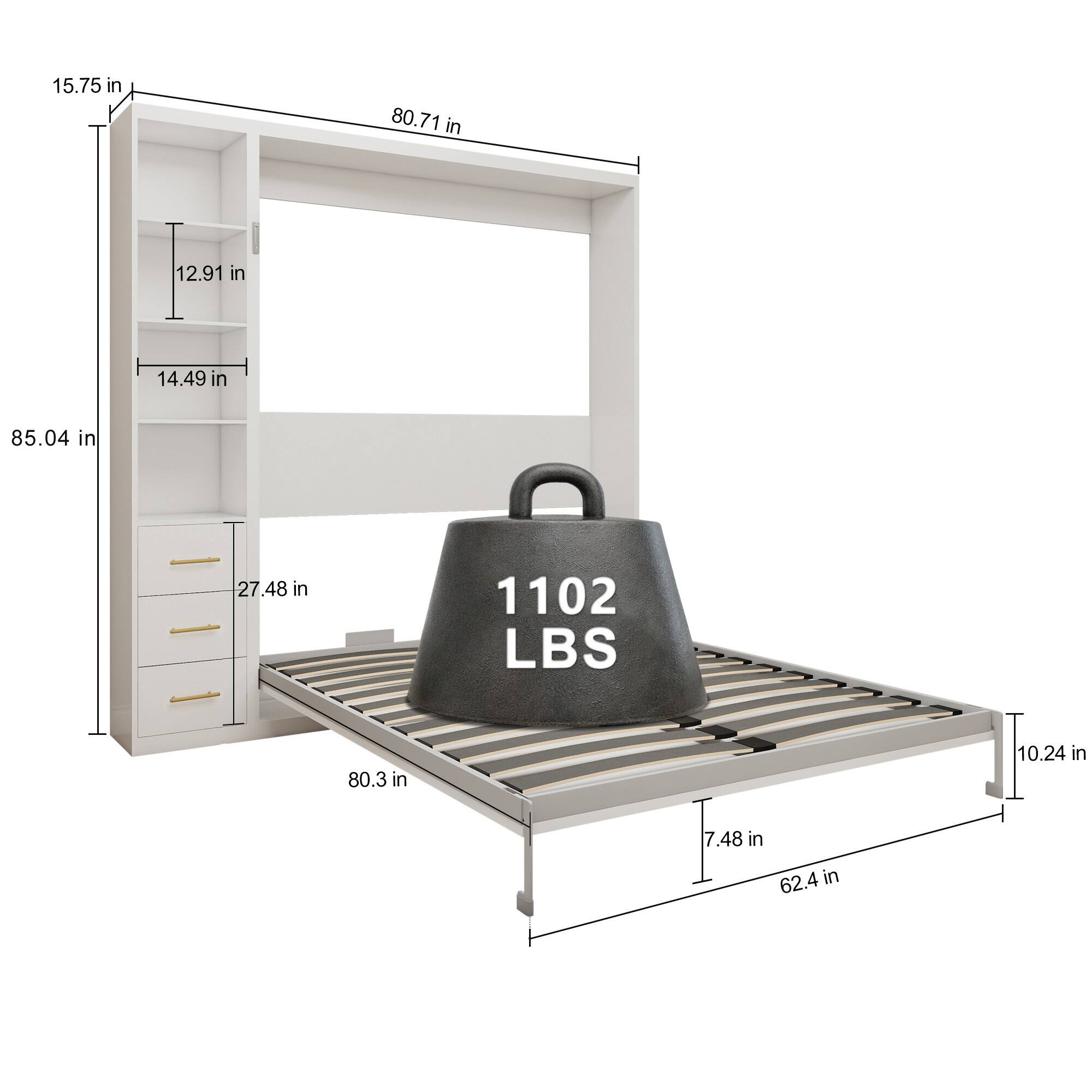 15.75 in  
80.71 in  
12.91 in  
14.49 in  
85.04 in  
27.48 in  
1102 LBS  
80.3 in  
10.24 in  
7.48 in  
62.4 in