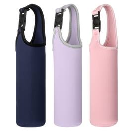 Unique Bargains - Neoprene Water Bottle Sleeves, Bottle Carrier Insulator with Handle, 3 in - For Hiking Cycling Camping Travel (3pcs) - Light Purple/Pink/Navy Blue