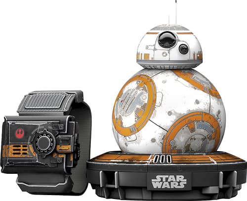 Sphero - Special Edition BB-8™ App-Enabled Droid™ with Force Band™ - White/Orange/Gray - Larger Front