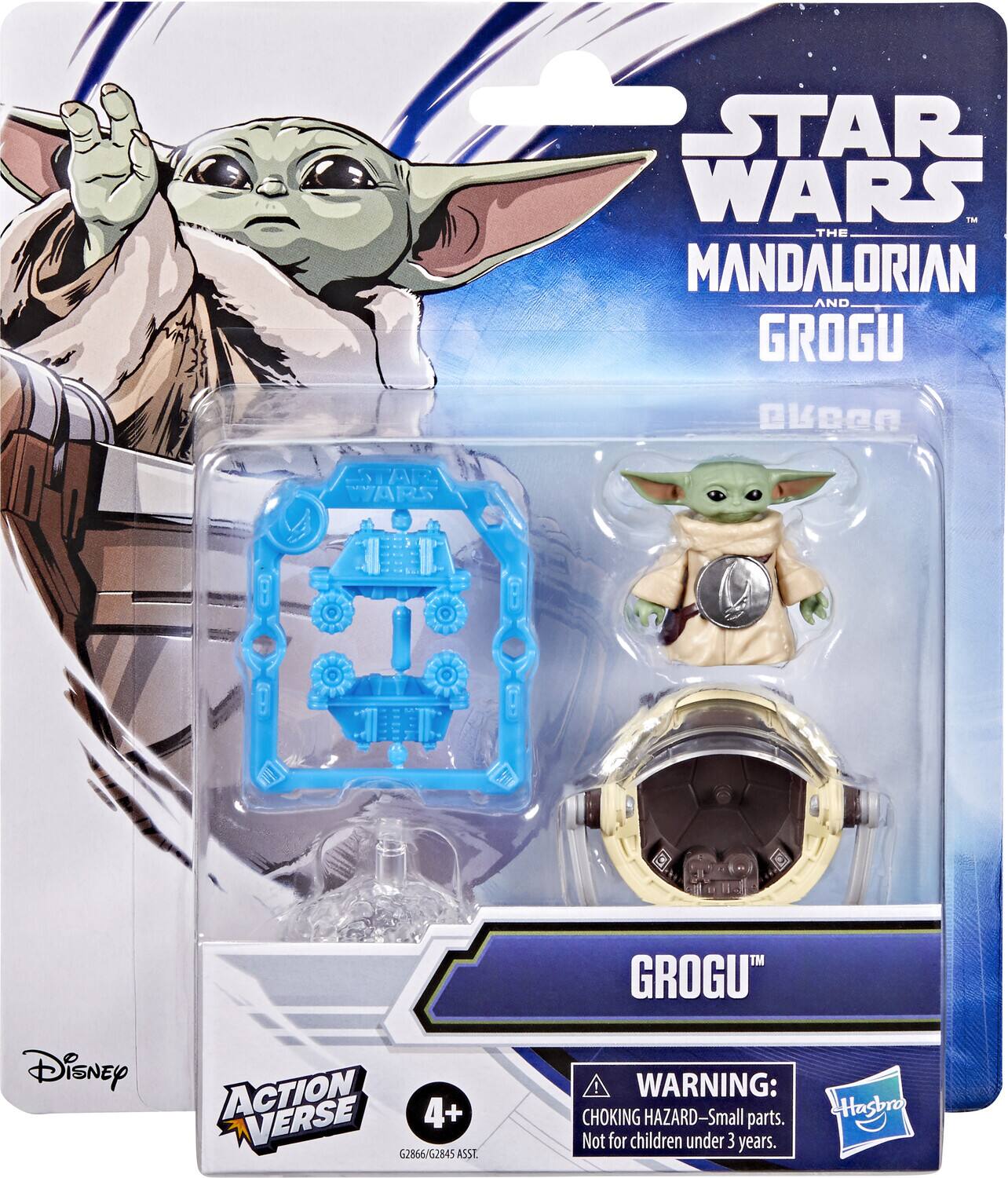 STAR WARS THE MANDALORIAN AND GROGU  
Disney ACTION VERSE 4+  
WARNING: CHOKING HAZARD-Small parts. Hasbro Not for children under 3 years.