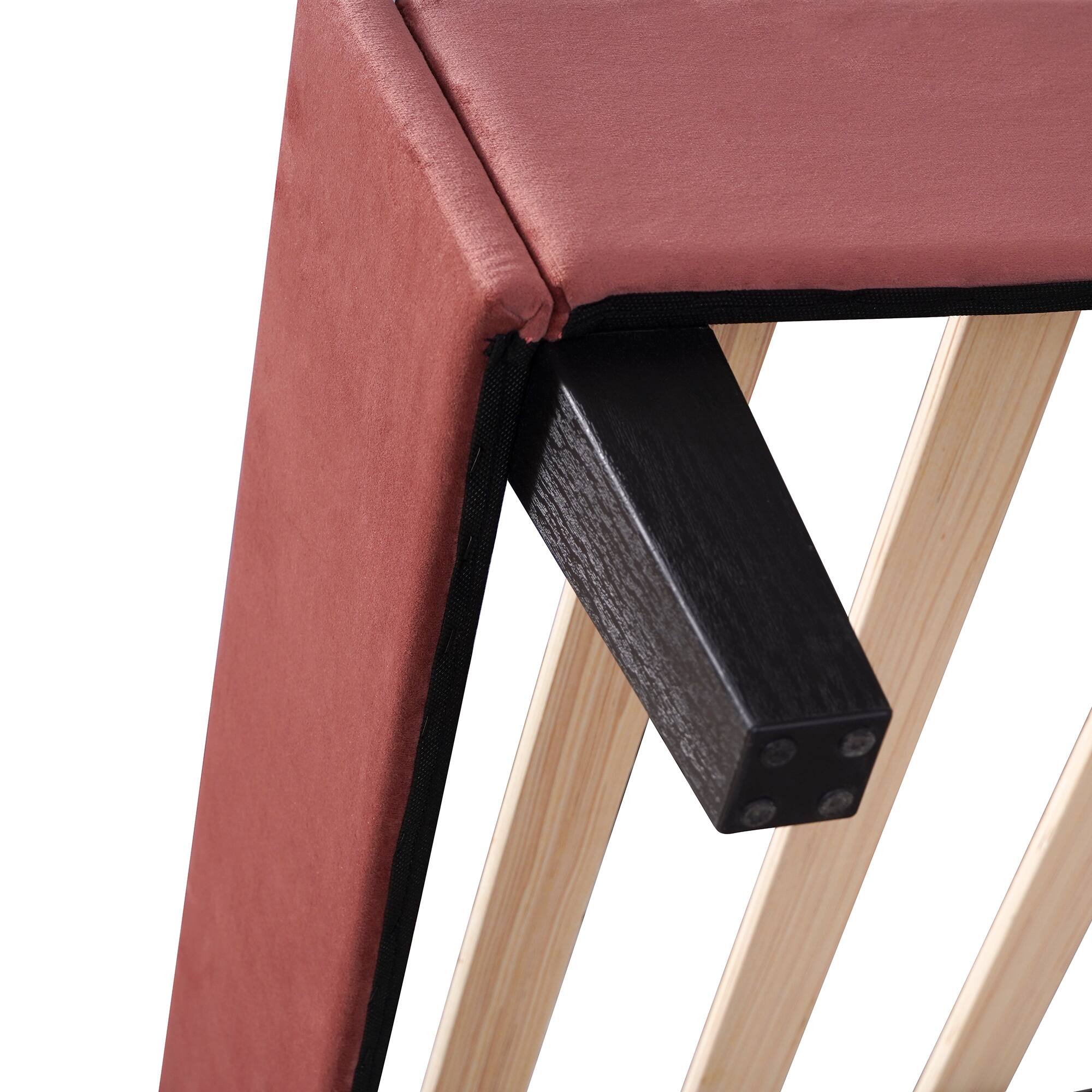 Alt View 4. Tiramisubest - Full Size Upholstered Platform Bed with Flower Pattern Velvet Headboard, Bean Paste Red - Bean paste red.