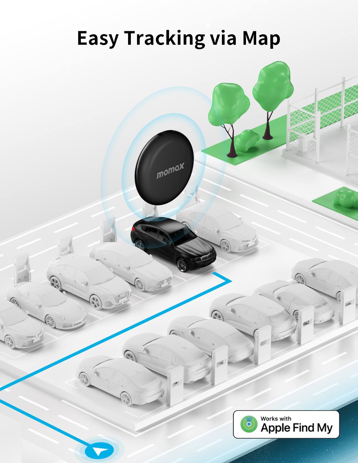 Easy Tracking via Map, momox, Works with Apple Find My