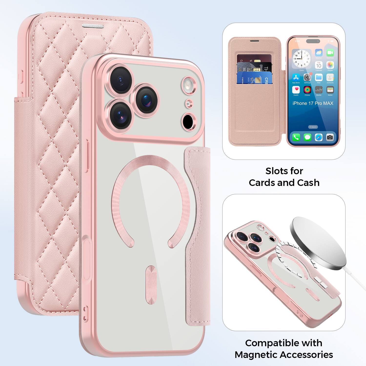 4 - . - 1 . - . a . - 1 - 10 | I n A - I - I I I | iPhone 17 Pro MAX Slots for Cards and Cash Compatible with Magnetic Accessories