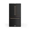 Front. Thor Kitchen - 36 in. Wide Gordon Ramsay Series by Thor Kitchen 20.3 Cu. Ft. Counter Depth Refrigerator with Bronze Hardware - Black.