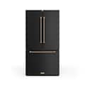 36 in. Wide Gordon Ramsay Series by Thor Kitchen 20.3 Cu. Ft. Counter Depth Refrigerator with Bronze Hardware - Black