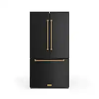 36 in. Wide Gordon Ramsay Series by Thor Kitchen 20.3 Cu. Ft. Counter Depth Refrigerator with Bronze Hardware - Black - Front_Zoom