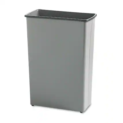 Front. Safco - Safco Square and Rectangular Wastebasket, 88 qt, Steel, Charcoal.