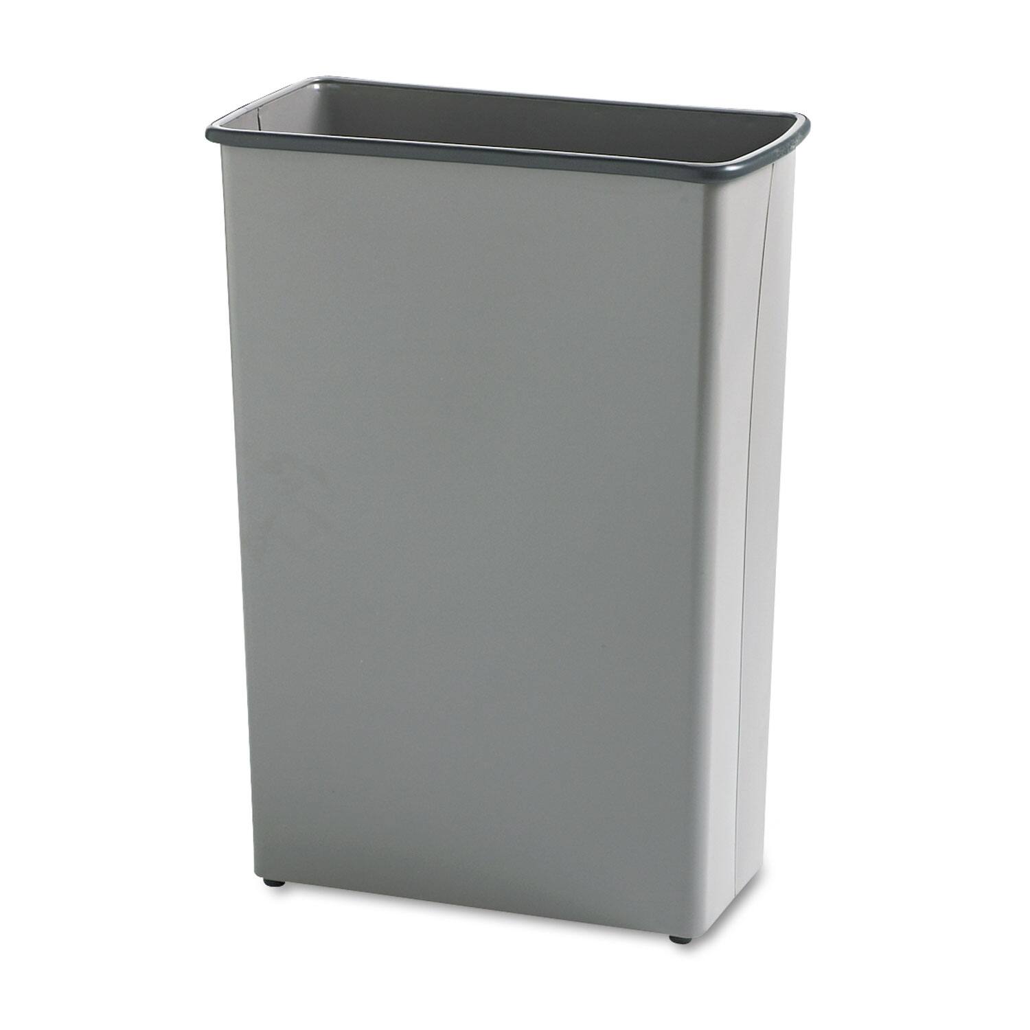 Front. Safco - Safco Square and Rectangular Wastebasket, 88 qt, Steel, Charcoal.