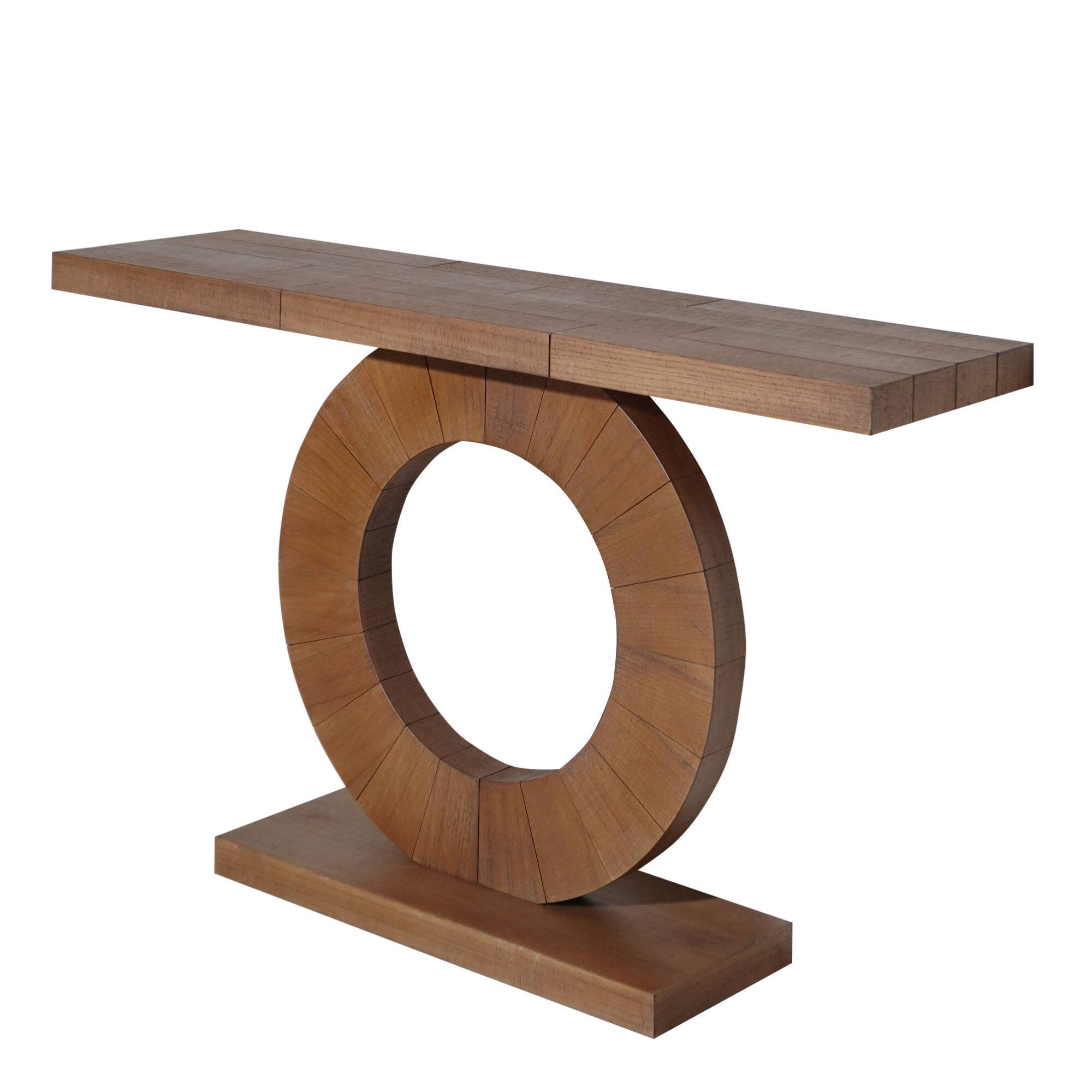 Alt View 1. GOODSILO - Modern Minimalist Wooden Console Table with Circular Base - Elegant Decorative Accent for Entryway and Living Room - Multi.