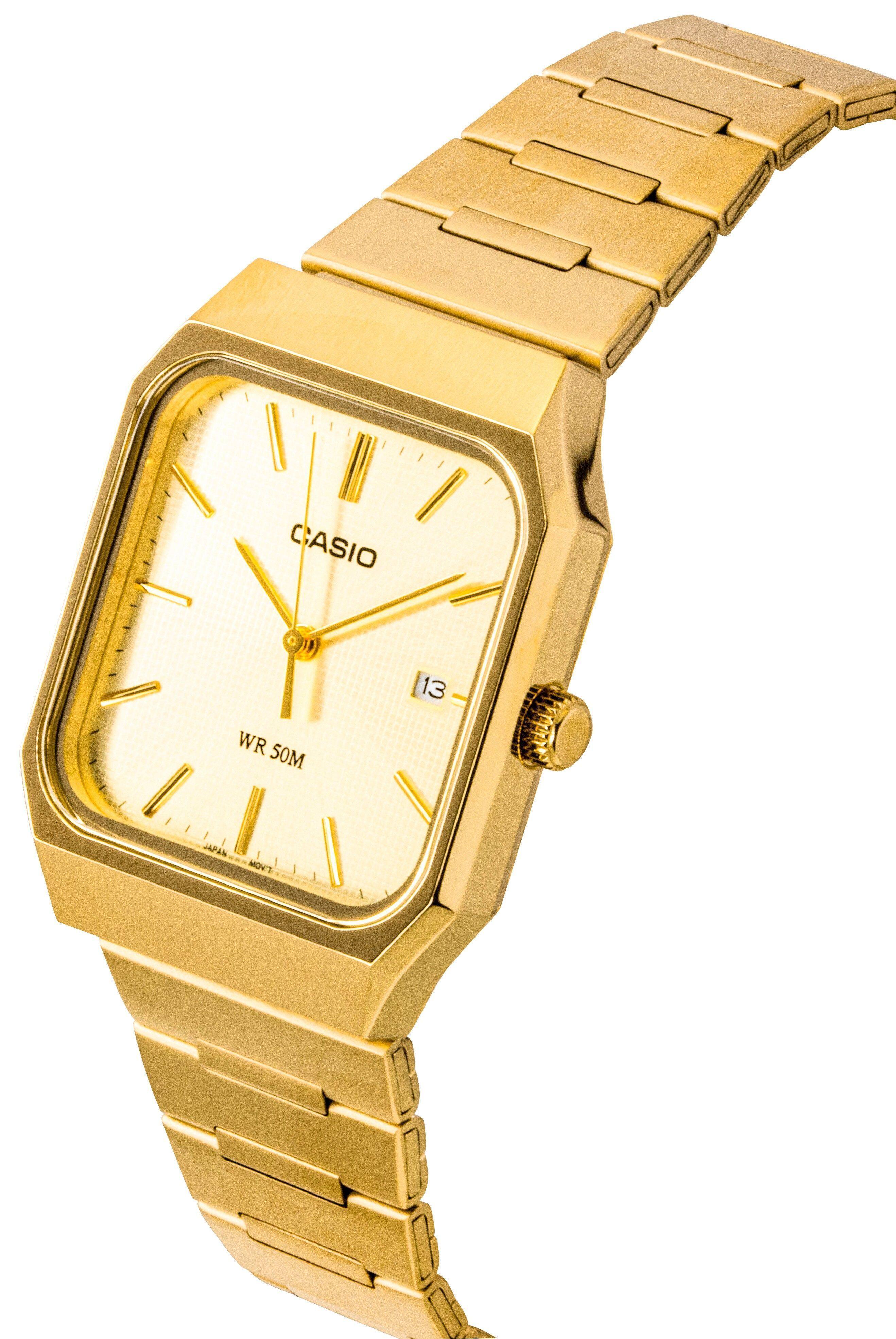 Casio Standard Analog Stainless Steel Gold Dial Quartz MTP B185G