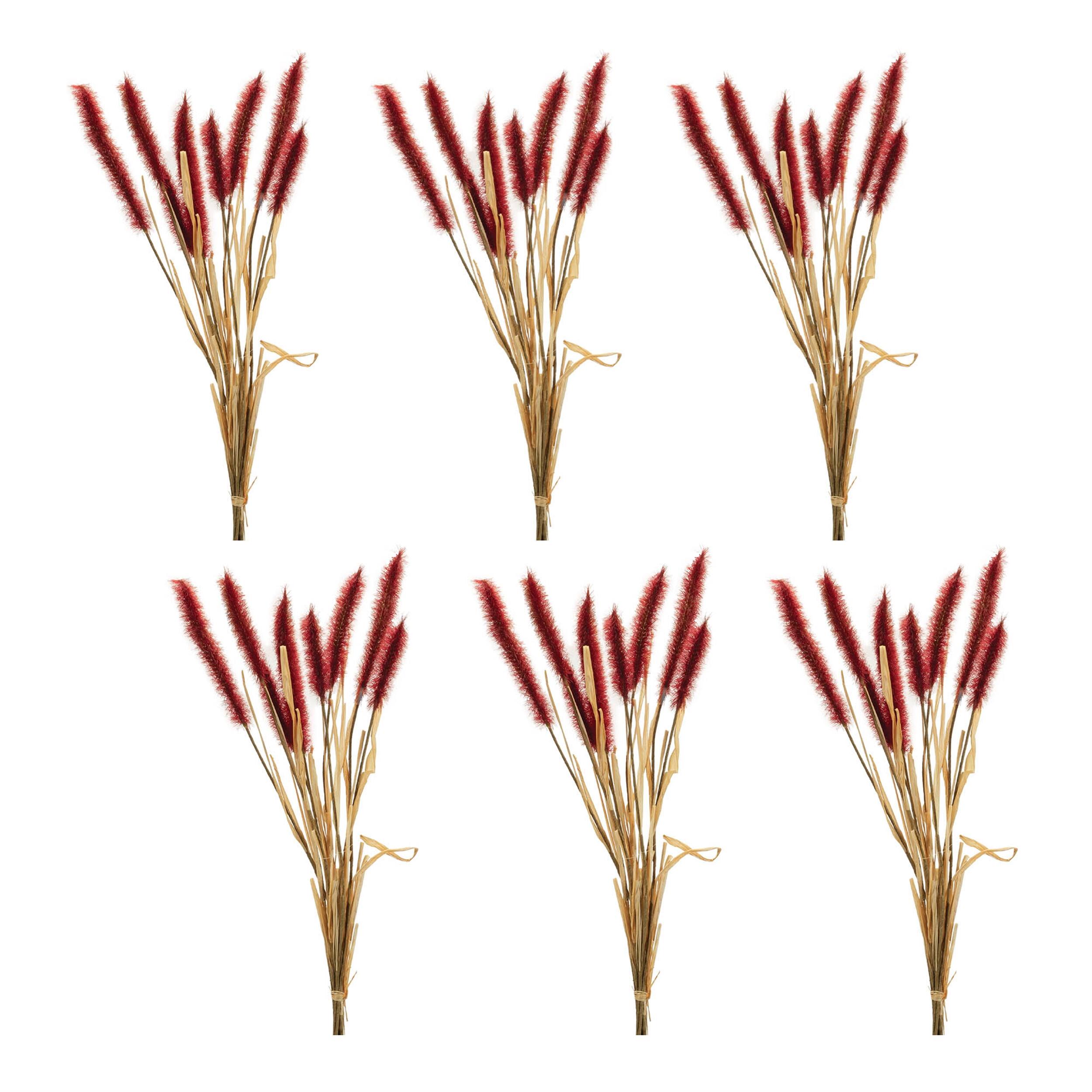 Left. BreeBe - Fall Foxtail Grass Bundle (Set of 6) - Red.