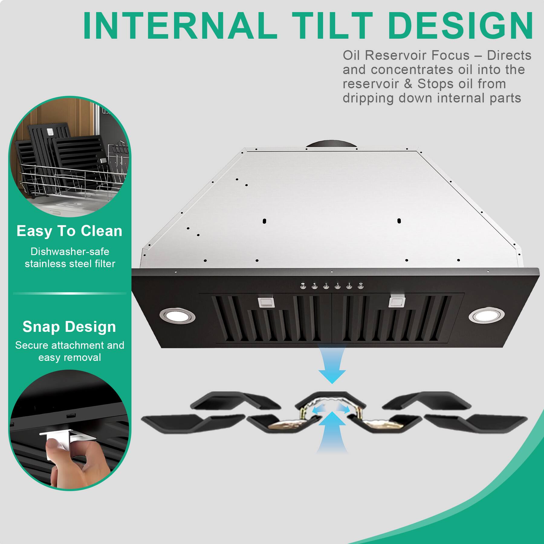 INTERNAL TILT DESIGN

Oil Reservoir Focus – Directs and concentrates oil into the reservoir & Stops oil from dripping down internal parts

Easy To Clean
Dishwasher-safe stainless steel filter

Snap Design
Secure attachment and easy removal