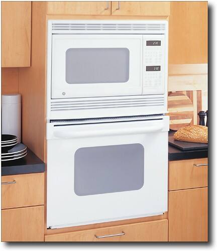 Front Standard. GE - 27" Built-in Single Electric Wall Oven with Built-in Microwave - White-on-White.