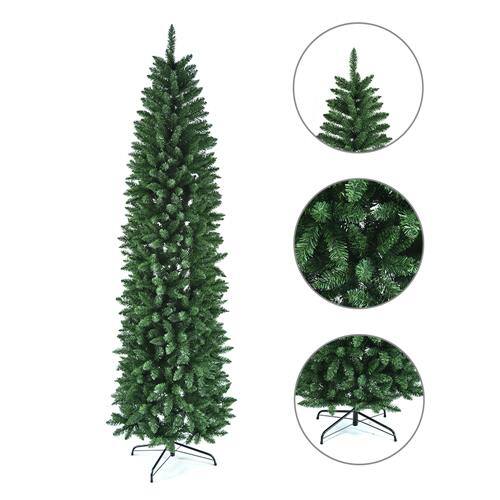 Alt View 1. Winado - 7.5FT Pencil Christmas Tree Artificial with Tips, Sturdy Metal Stand, Skinny for Holiday Indoor Office Party Decoration - Green.