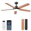 Front. Akofun - AKOFUN 52" Flush Mount Ceiling Fan w/Light, Remote & APP - 6 Speed, Dimmable LED, Timer for Bedroom/Living Room - Walnut.