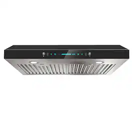 Onefly - 30 inches - Externally Vented - Under cabinet Range Hood - Black Tempered Glass