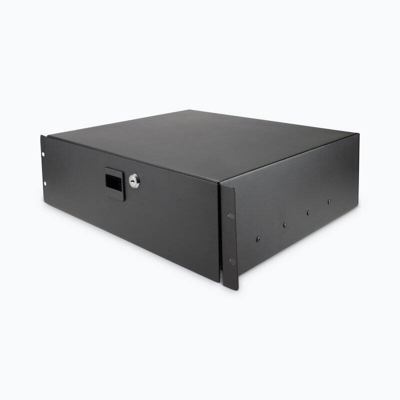 Left. On Stage Stands - On-Stage Locking Rack Drawer, 3U (RDL3000) - Black.