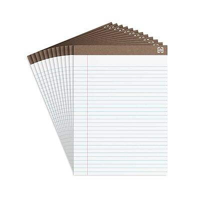 Front. TRU RED - Notepads, 8.5" x 11.75", Wide Ruled, 50 Sheets/Pad, Dozen Pads/Pack  - White.