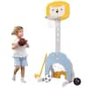 Front. Costway - Costway 3-in-1 Kids Basketball Hoop Set Adjustable Sports Activity Center w/Balls - Yellow.
