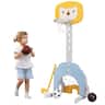 Costway - 3-in-1 Kids Basketball Hoop Set Adjustable Sports Activity Center w/Balls - Yellow