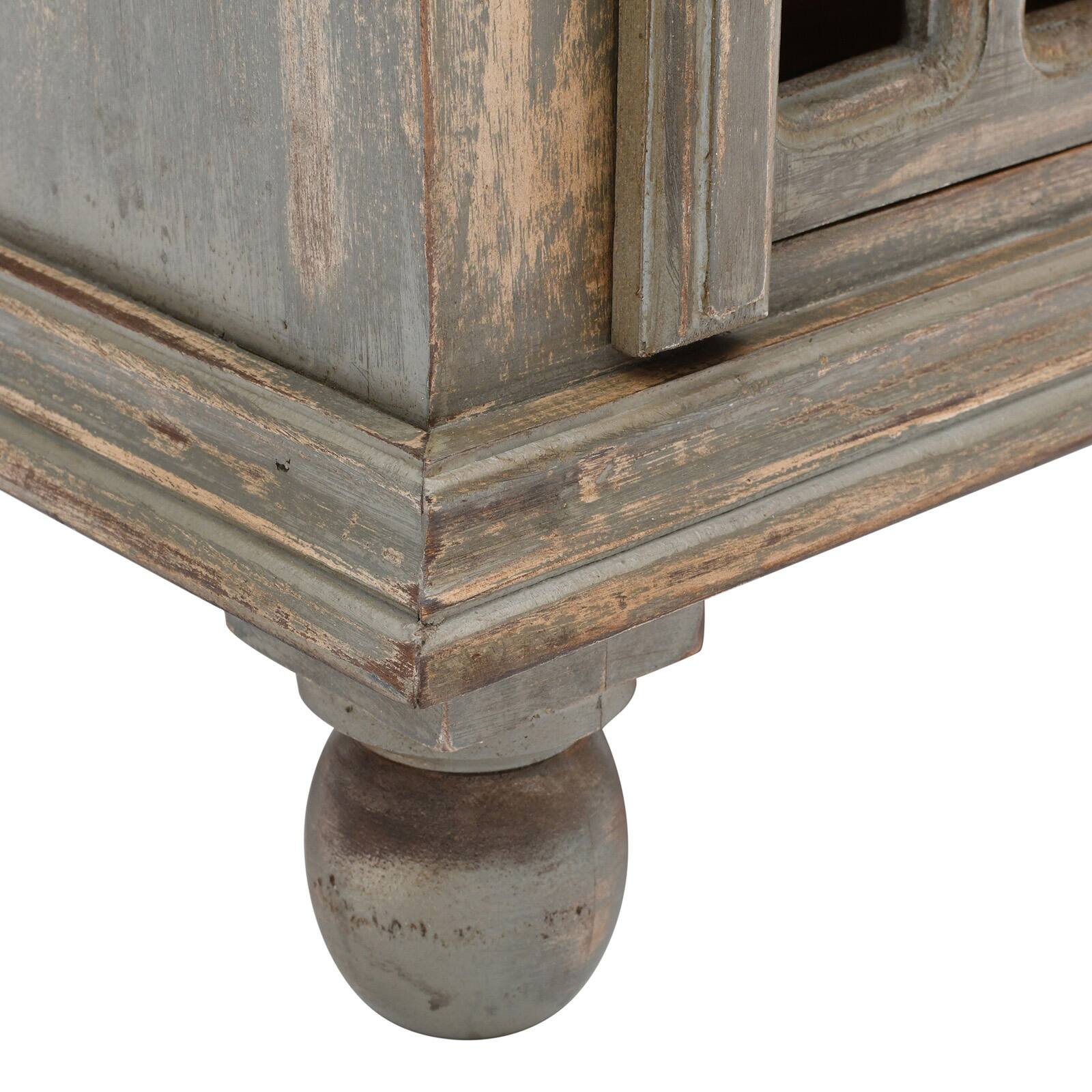 Alt View 5. Chateau Abodes - Narrow Side Table, Antique Grey Wood Nightstand with Storage for Small Spaces in Living Room & Bedroom - Antique Grey.