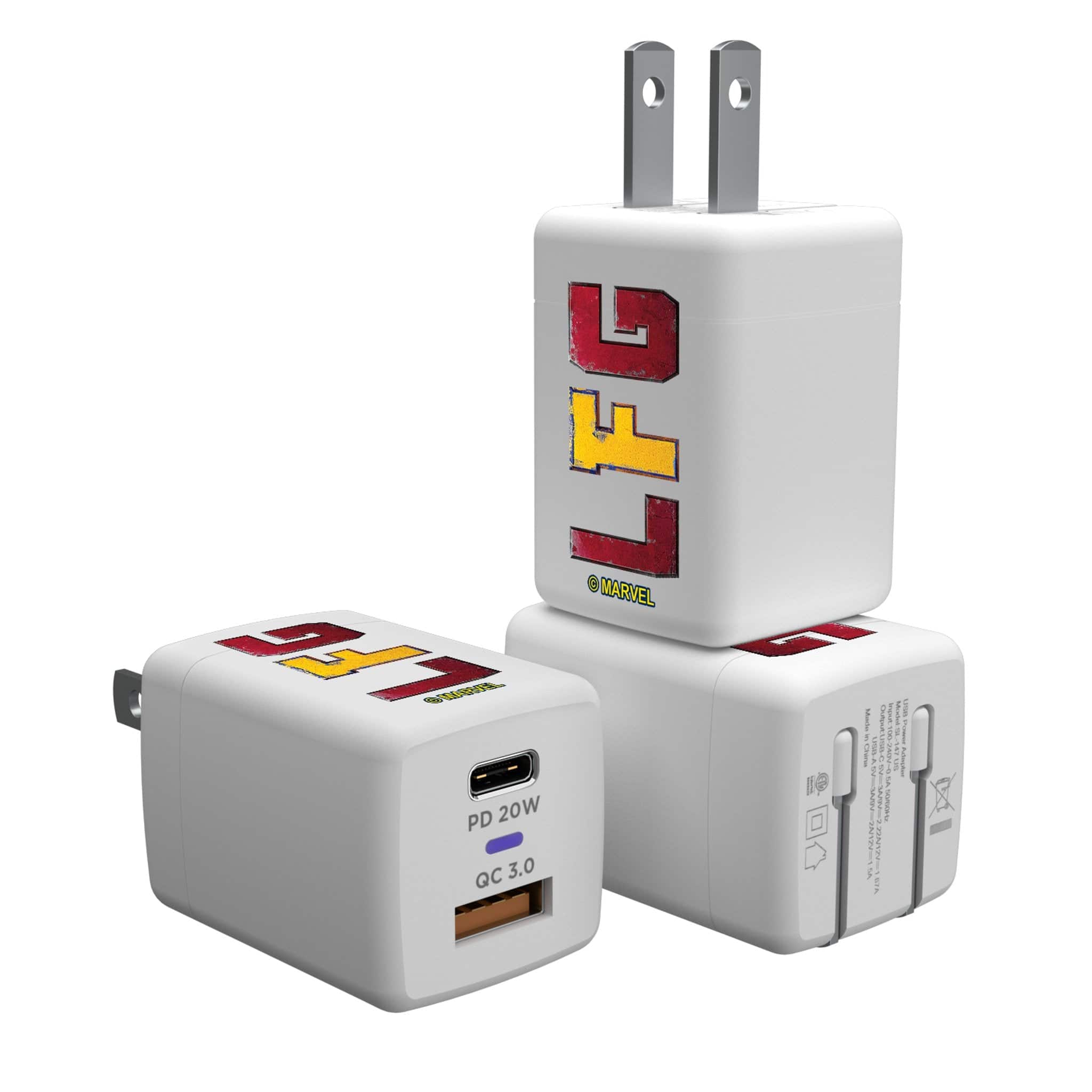 Keyscaper - Marvel Badge USB A/C Charger - Deadpool Wolverine