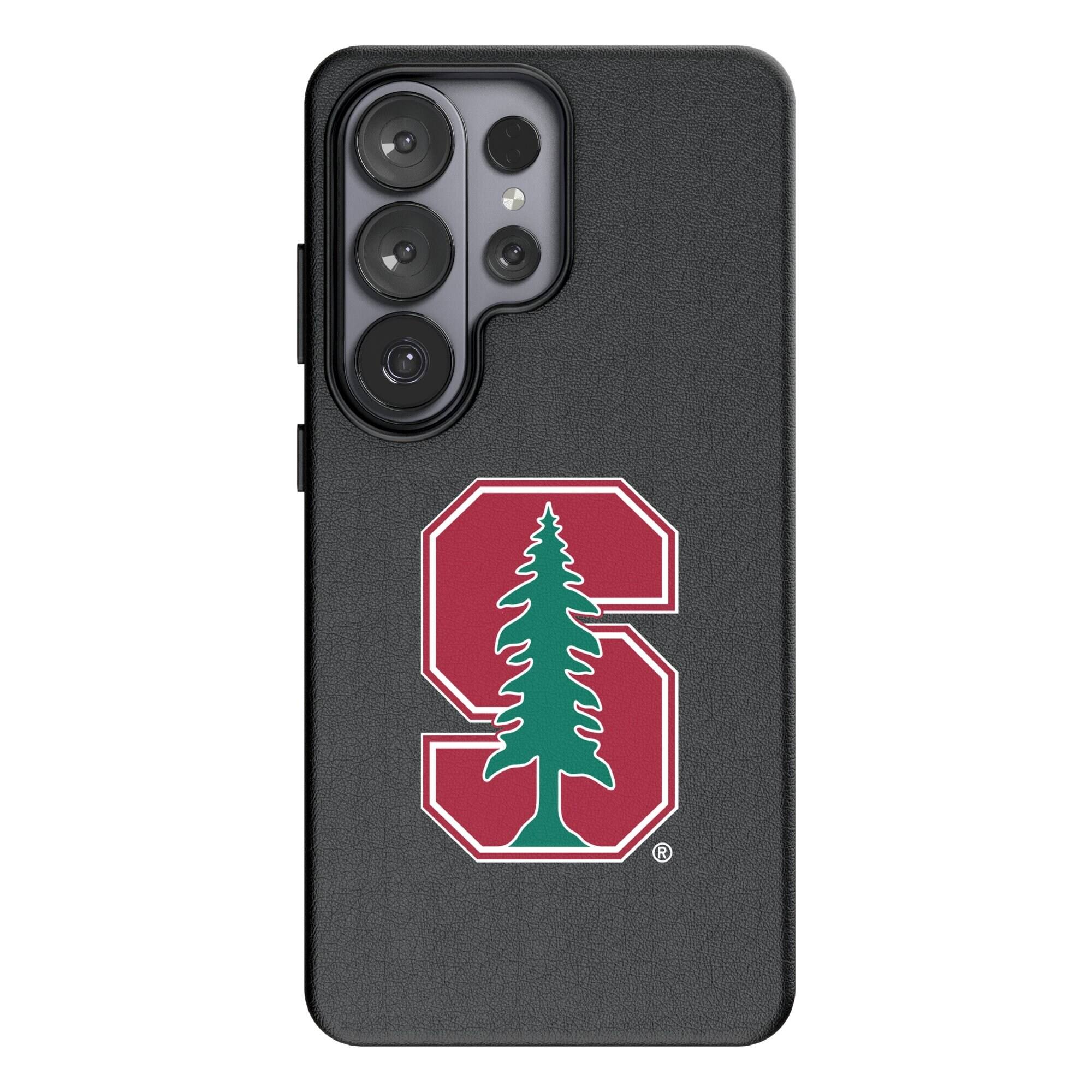 Front. Keyscaper - Stanford Cardinal Text Backdrop Galaxy Magnetic Bump Case - S26 Plus - Black.