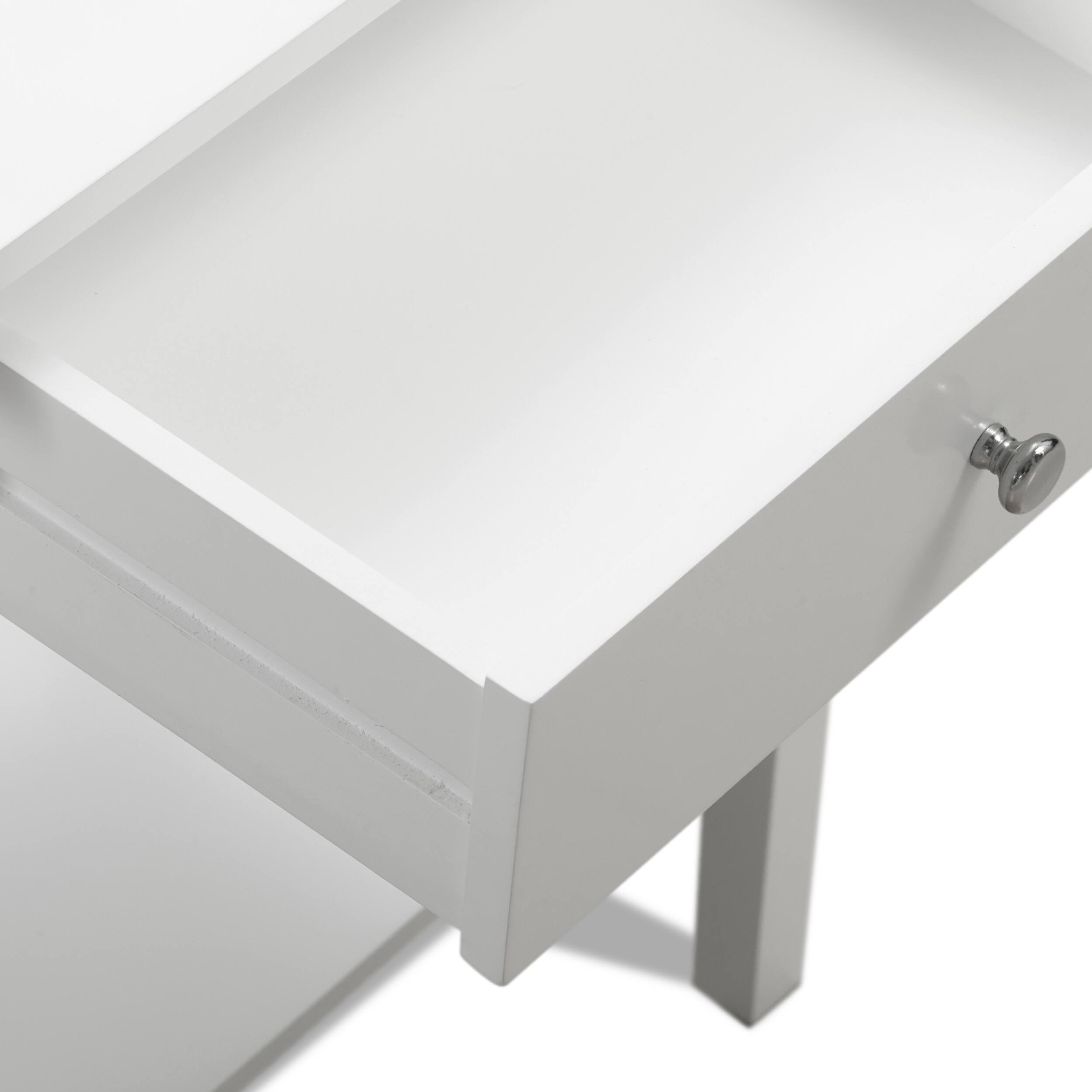 Alt View 19. Click Decor - Sloan Single Drawer Solid Wood Side Table - White.