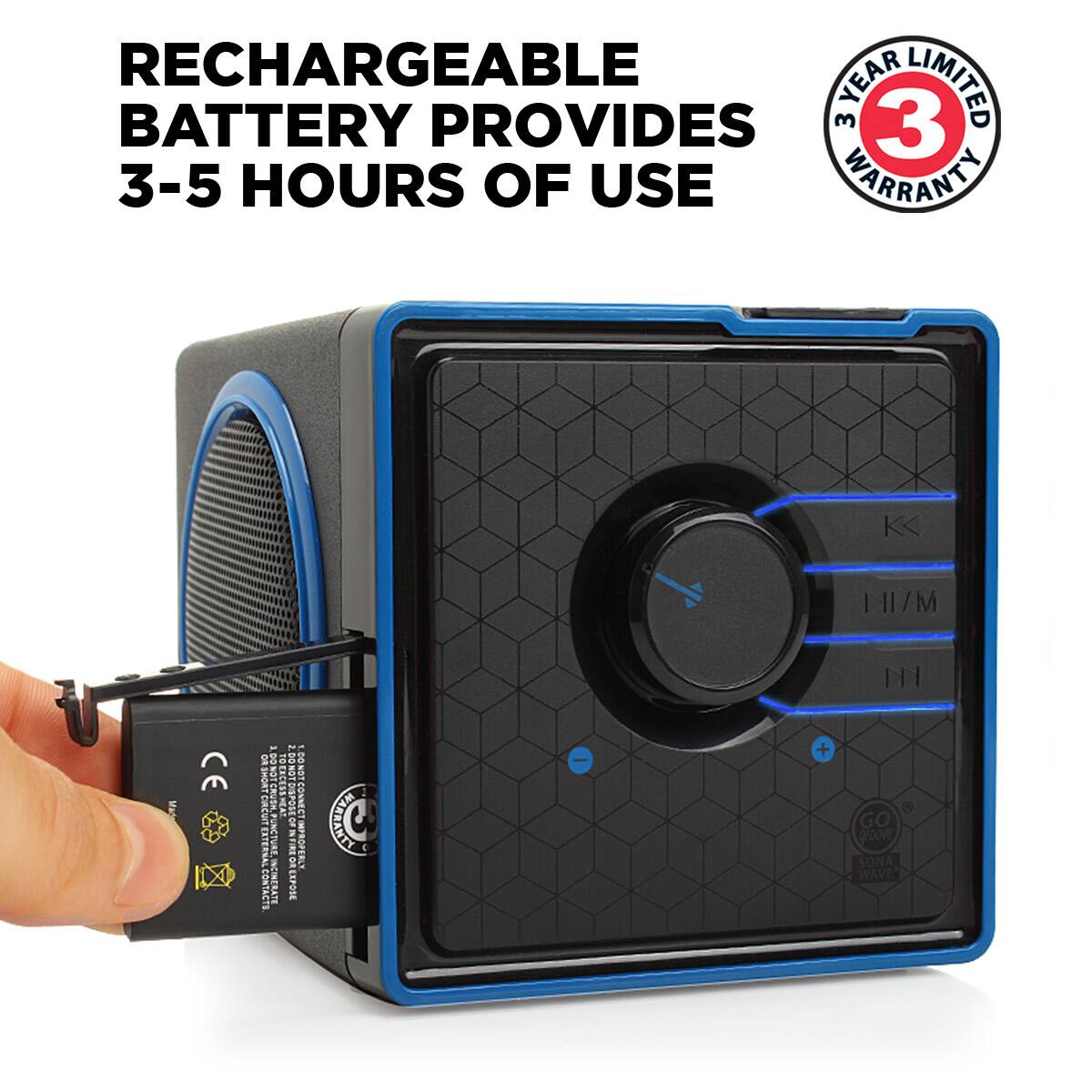 RECHARGEABLE BATTERY PROVIDES 3-5 HOURS OF USE

3 YEAR LIMITED WARRANTY

CE X

3.00 NOT CR COM EXTERNAL CONTACTS INCINERATE

TO EXC

2.00 NOT ICONOT DISPOSE F. CONOT CONNECTIMPROPERLY OREXPOSE

VARRANTI

HI/M NI GO SWOOTO SONA WAVE