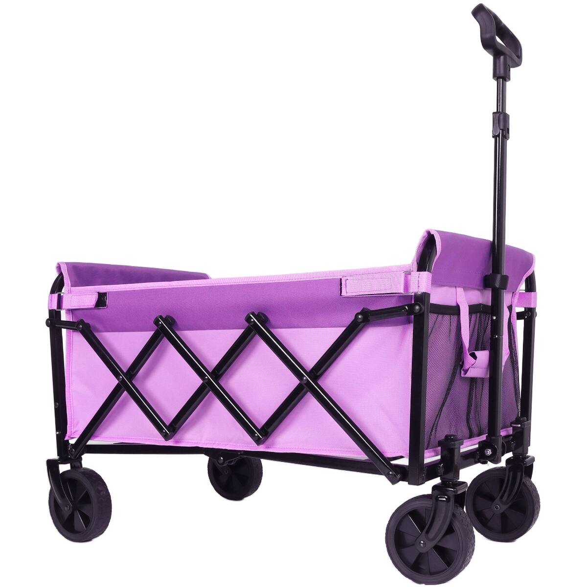 Alt View 2. Loheer - Loheer Lightweight Collapsible Wagon with Wheels, Foldable Utility Cart with 360 lb Capacity, Purple.