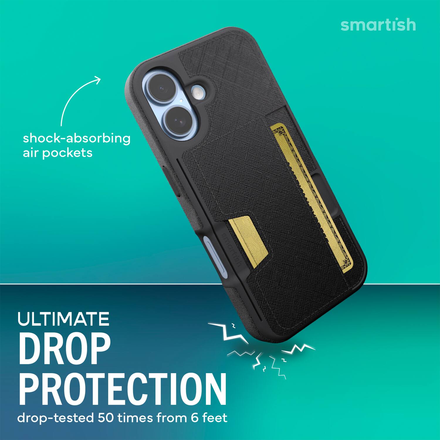 smartish shock-absorbing air pockets smartish | ULTIMATE DROP PROTECTION drop-tested 50 times from 6 feet