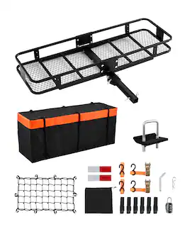 VEVOR - 60" x 20" x 6", Hitch Cargo Carrier, 500 lbs Capacity Hitch Cargo Carrier with Cargo Net & Waterproof Cargo Bag - Black