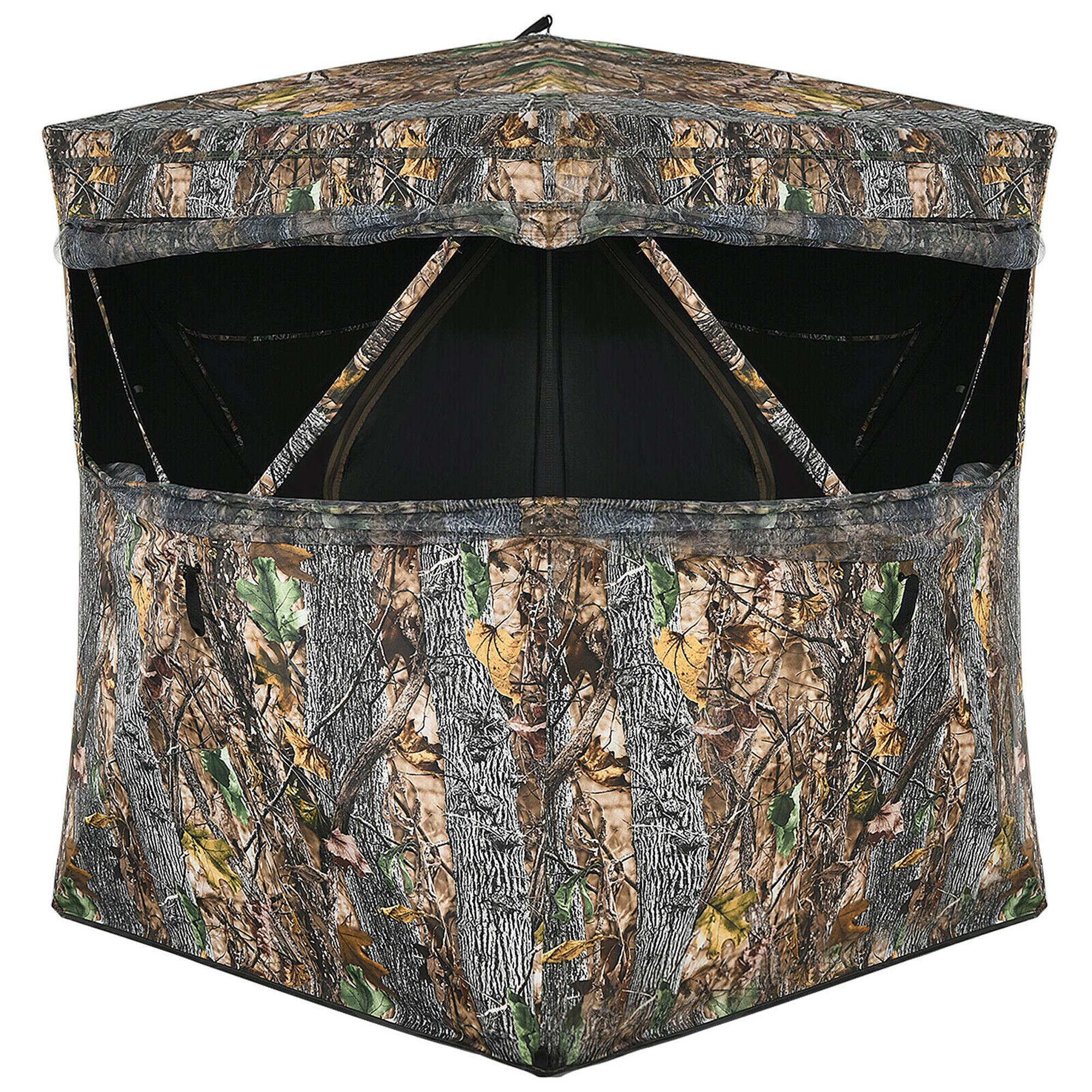 Front. Costway - Costway 3 Person Portable Hunting Blind Surround View Pop-Up Tent w/ Slide Mesh Window - Camouflage.
