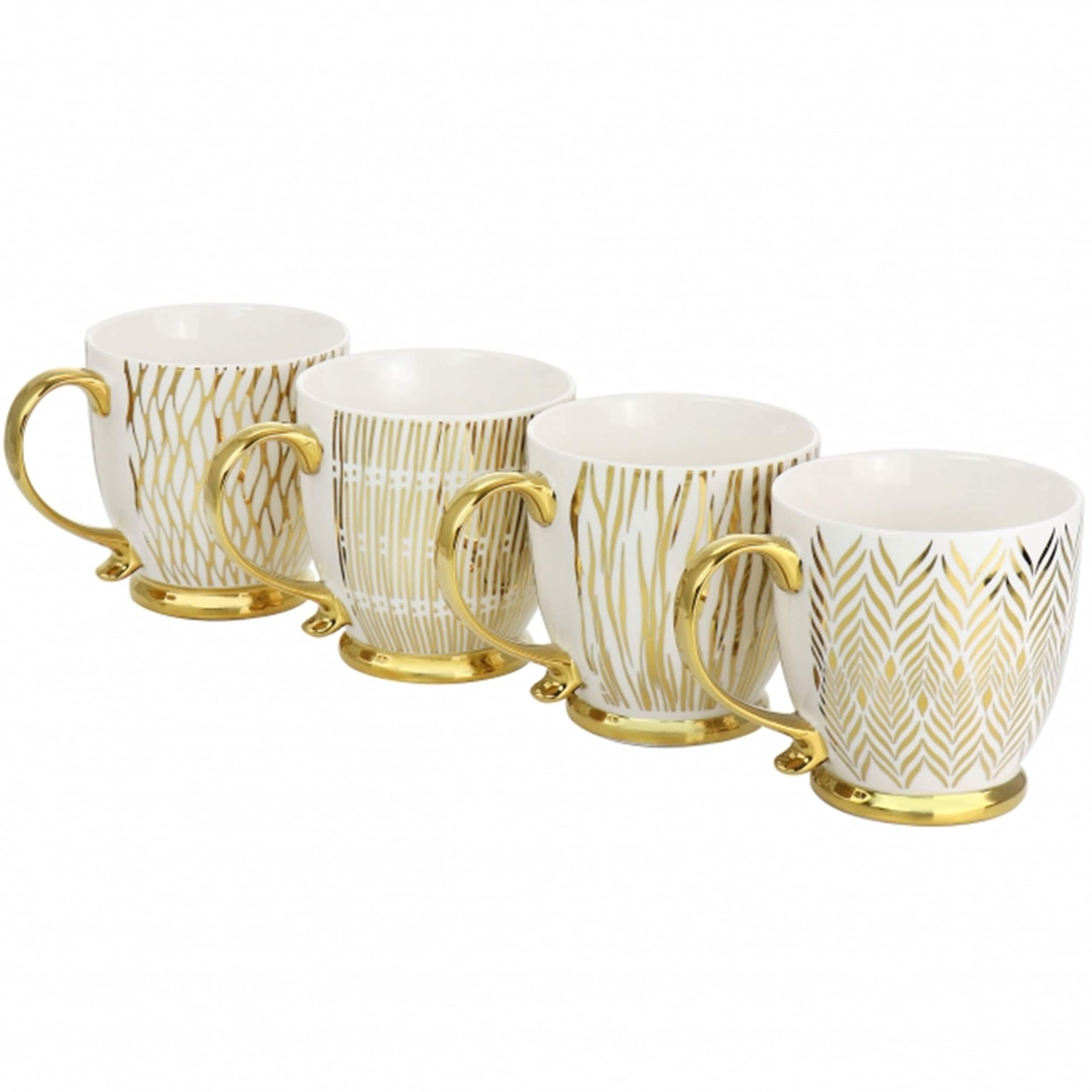 Gibson - Home Finch 4 Piece 16.7oz Electroplated Fine Ceramic Mug Set - Gold price history on PriceWatchPro