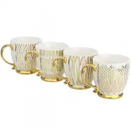 Gibson - Home Finch 4 Piece 16.7oz Electroplated Fine Ceramic Mug Set - Gold