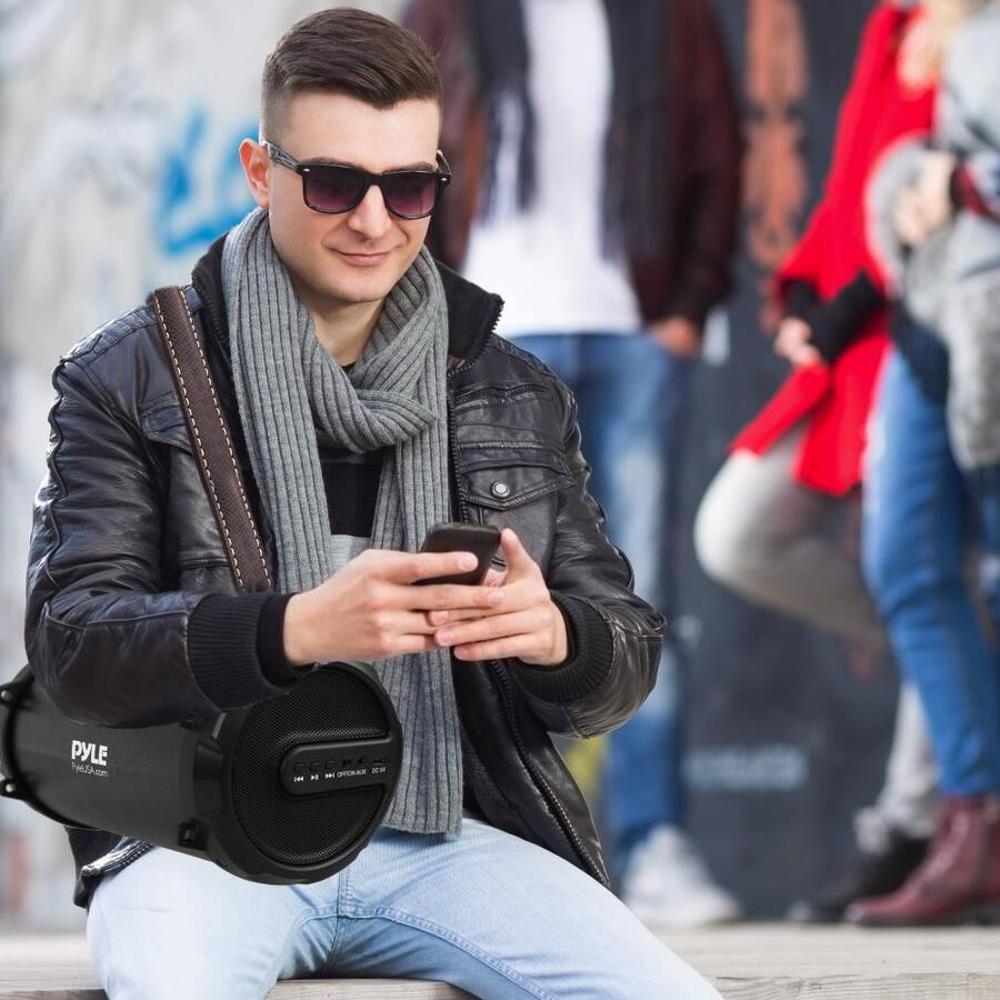 Pyle Wireless Portable Bluetooth Boombox Speaker - Built-in Full Panel LED Light Pyle Wireless Portable Bluetooth Boombox Speaker - Built-in Full Panel LED Light