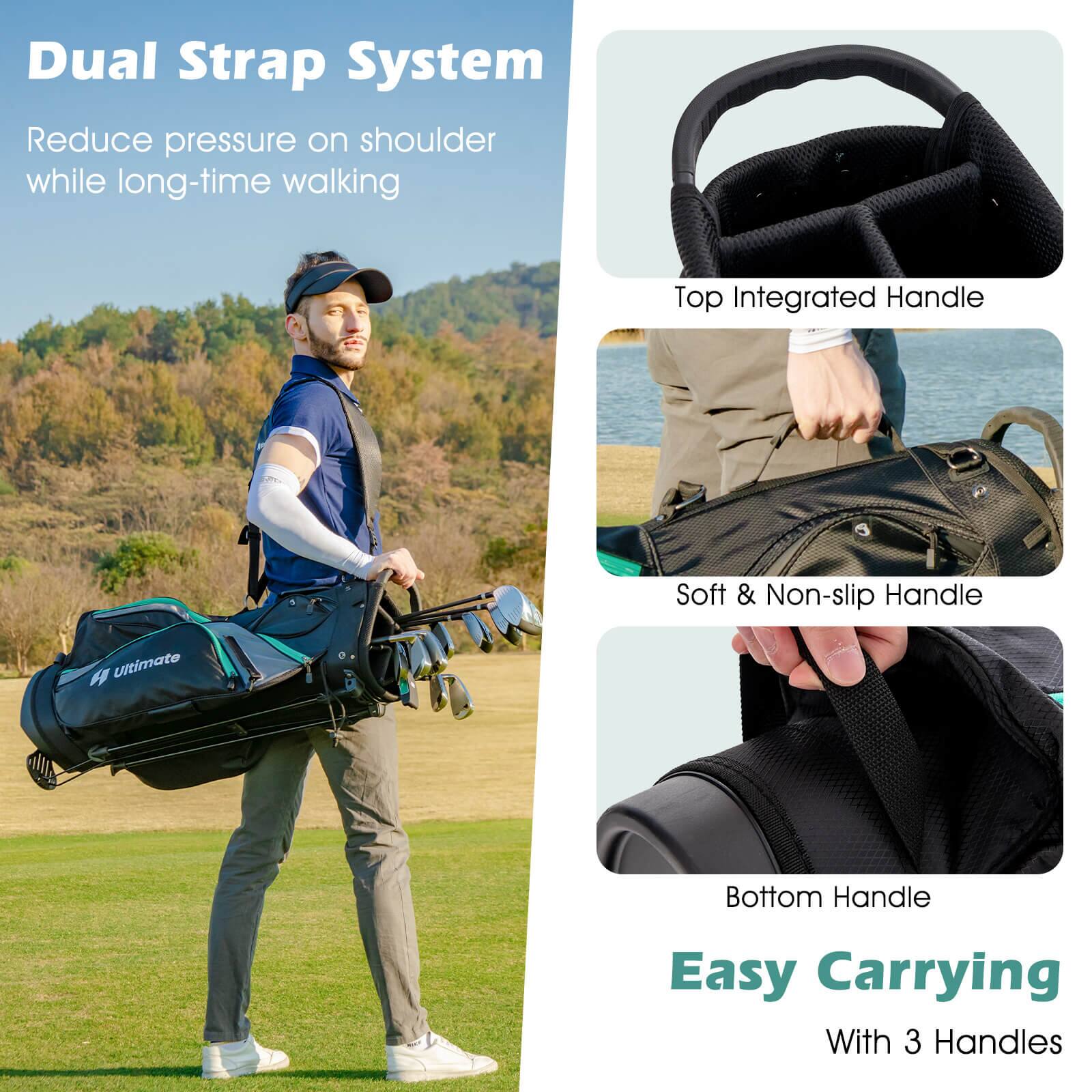 Dual Strap System  
Reduce pressure on shoulder while long-time walking  

Top Integrated Handle  

Soft & Non-slip Handle  

Bottom Handle  

Easy Carrying  
With 3 Handles