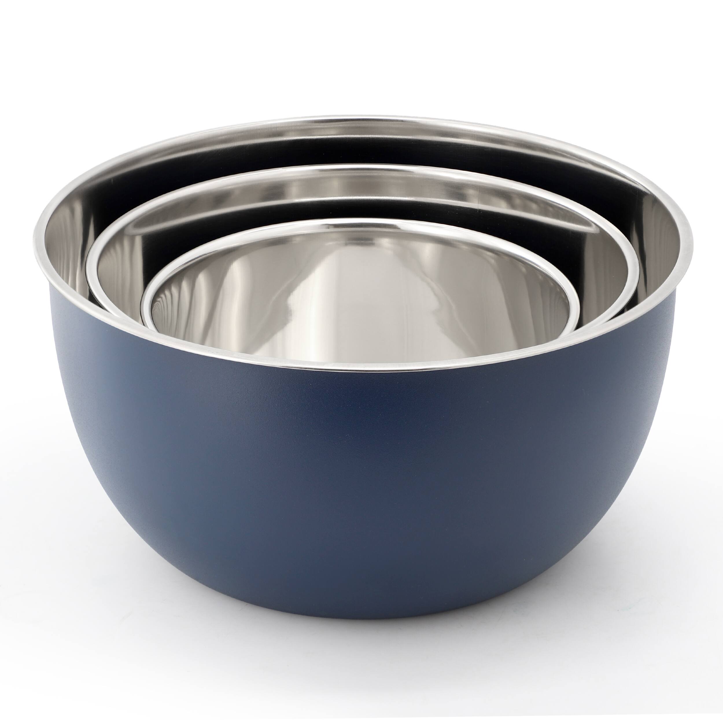 Alt View 1. Oster - Oster Foxgate 3 Piece Stainless Steel All Purpose Mixing Bowl Set in Matte Blue.