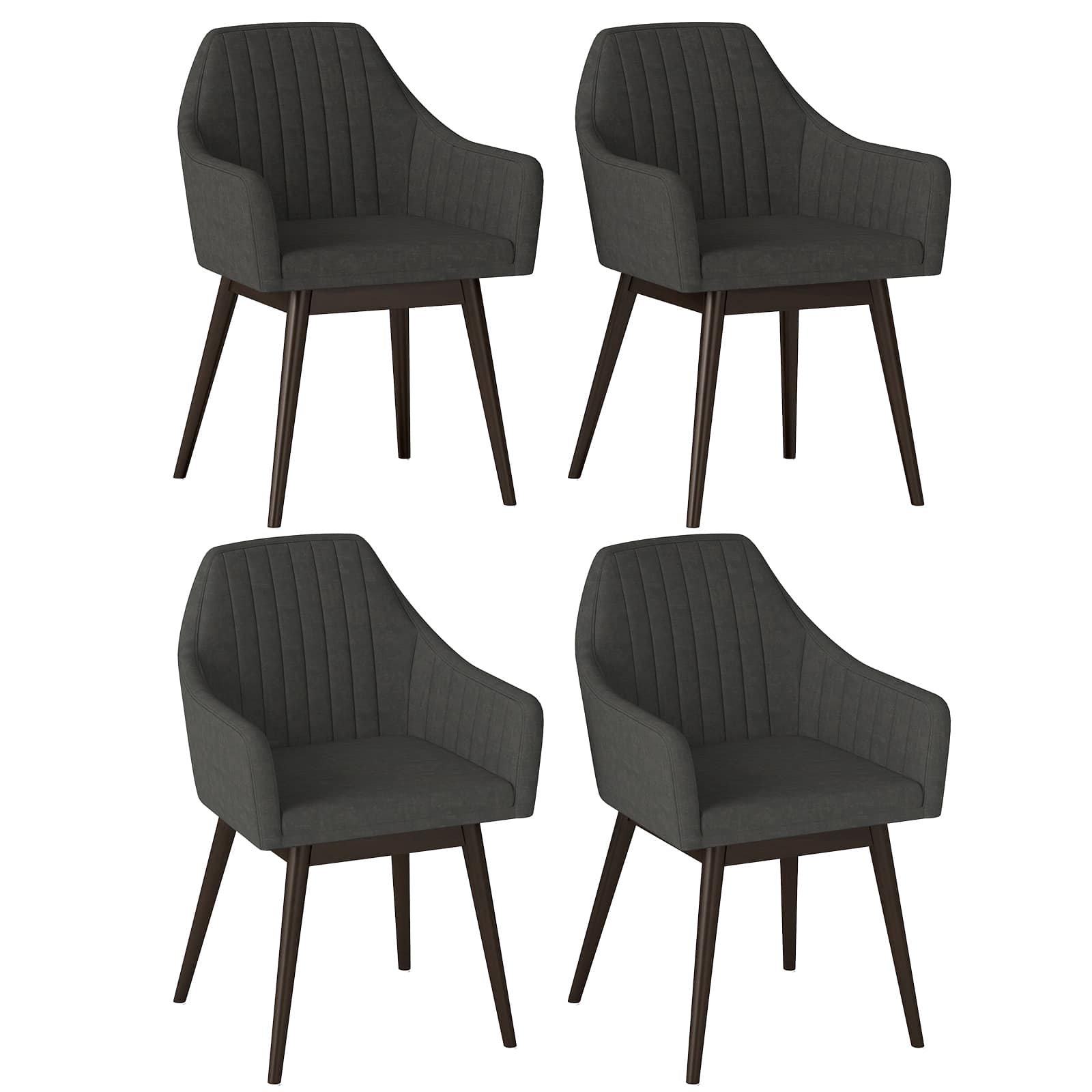 Gymax - Set of 4 Dining Chairs Upholstered Kitchen Table Chairs w/ Solid Wood Legs - Black