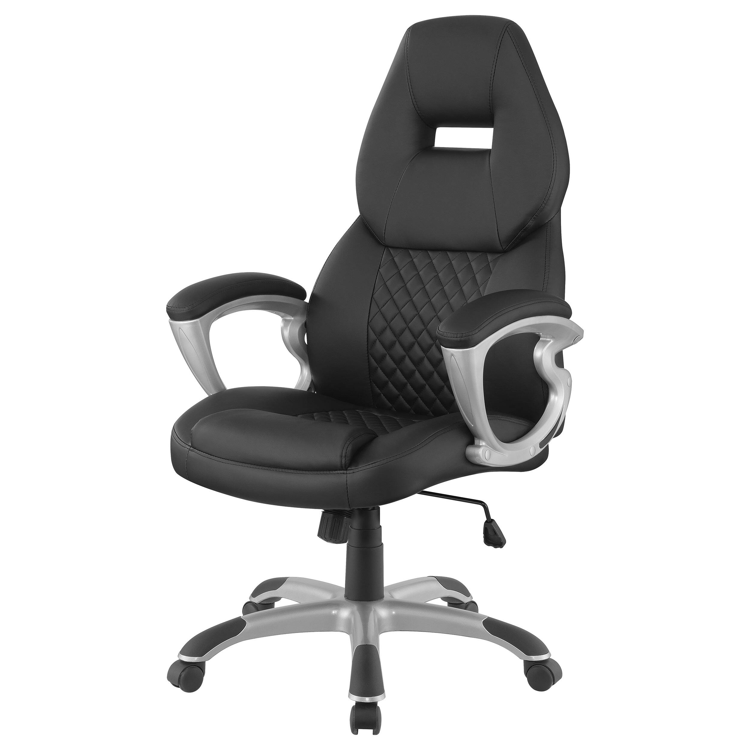 Left. TinyHomie - Bruce Black Upholstered Adjustable Home Office Chair - Black.
