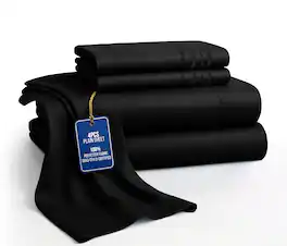 Lux Decor Collection - 4-Piece King Bed Sheet Set, Ultra Soft Microfiber, Deep Pocket, Wrinkle-Resistant, Hypoallergenic, All-Season Comfort - Black