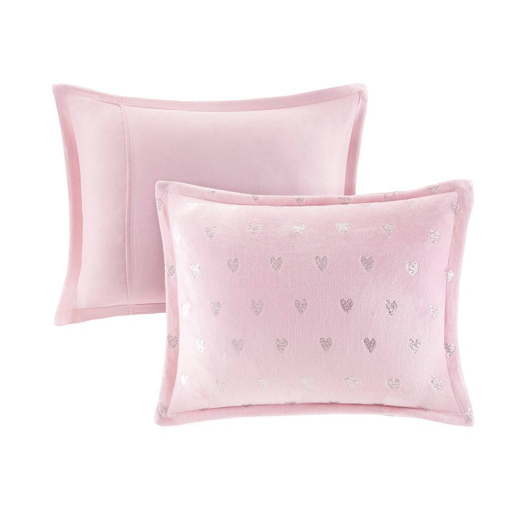 Alt View 4. Gracie Mills - Gracie Mills Elysia Metallic Printed Plush Comforter Set - Pink/Silver.