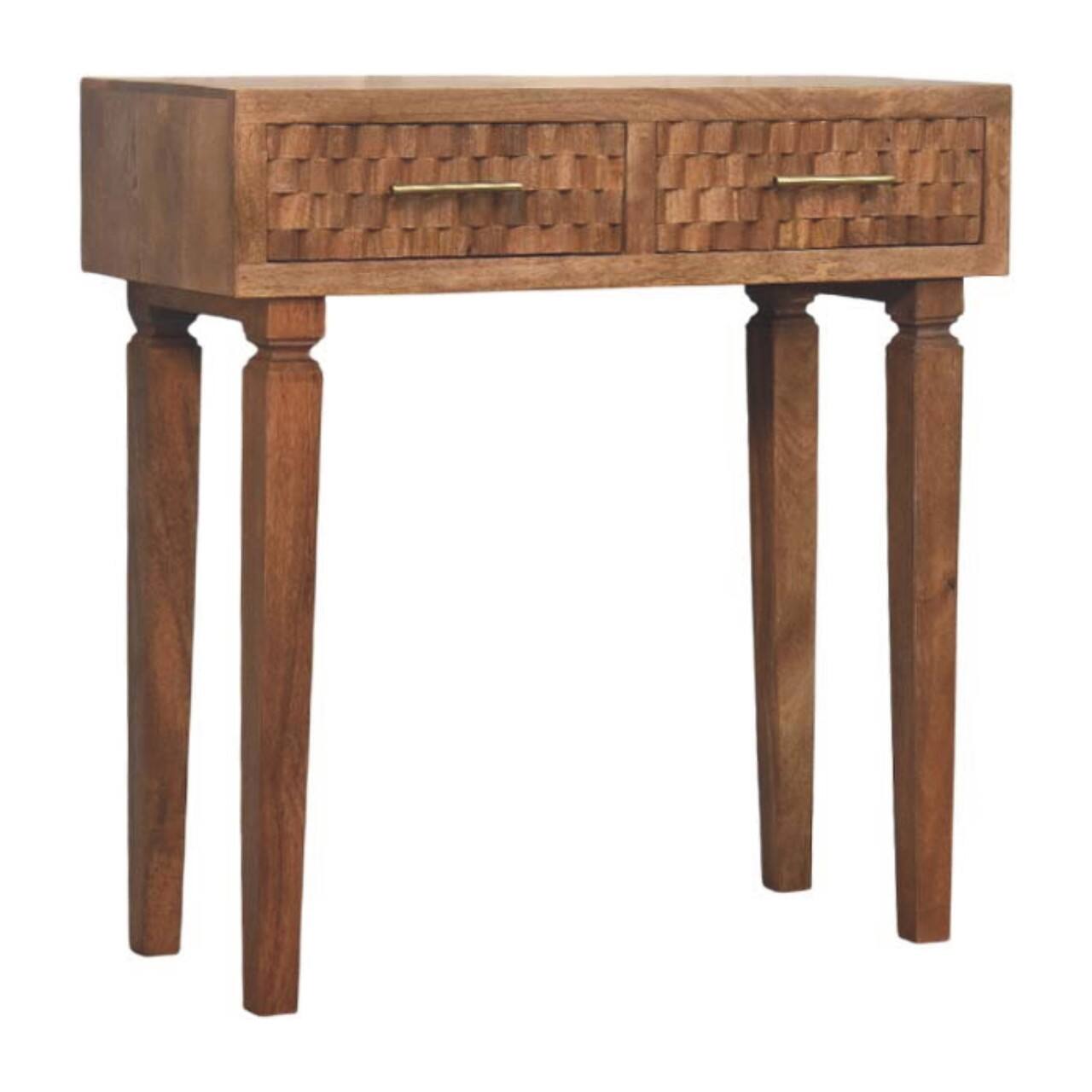 Left. Artisan Furniture - Artisan Furniture Solid Wood Cadiz Carved Twin-Drawer Console, Brown - Brown.