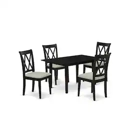 East West Furniture - Dining Table- Dining Chairs - Brown