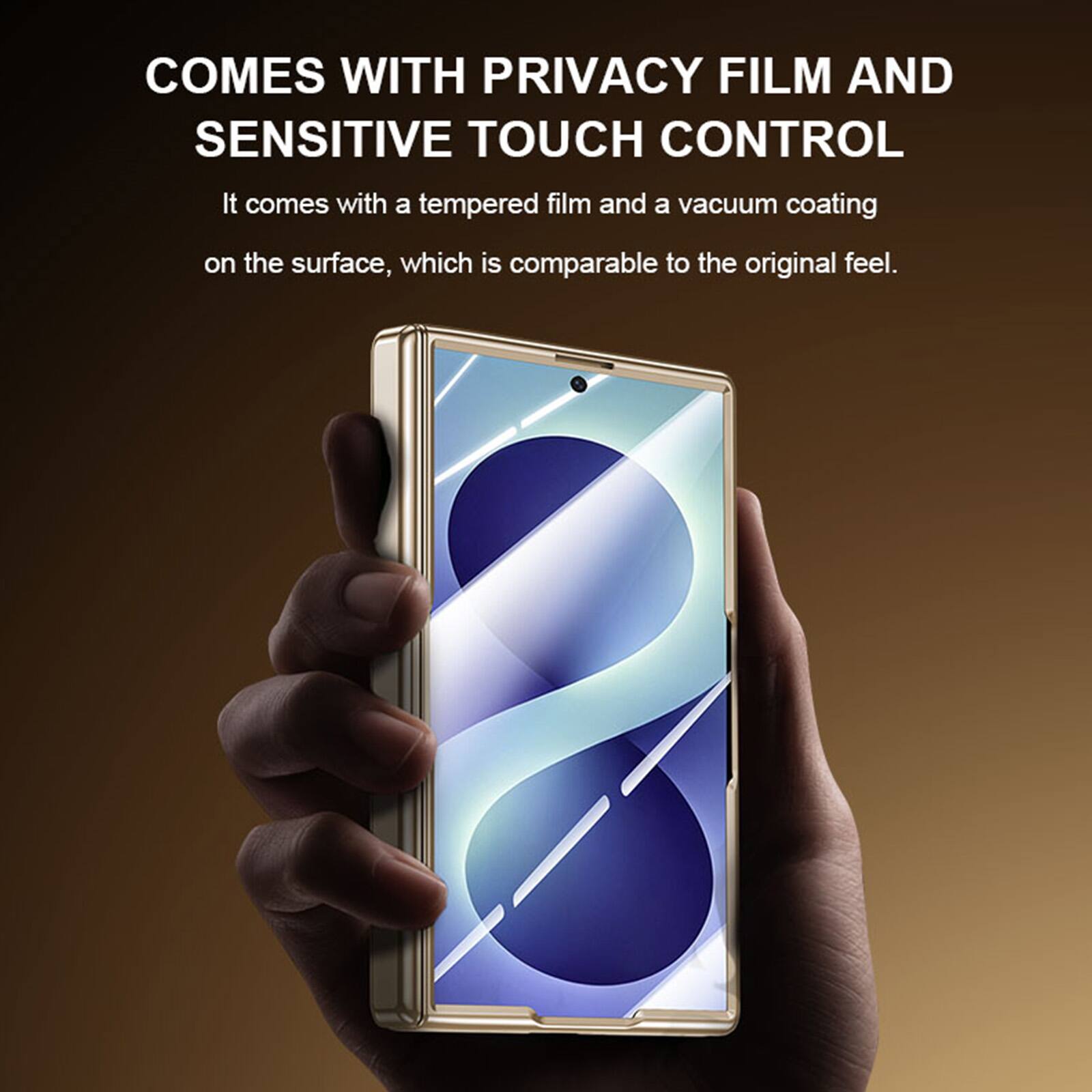 COMES WITH PRIVACY FILM AND SENSITIVE TOUCH CONTROL

It comes with a tempered film and a vacuum coating on the surface, which is comparable to the original feel.